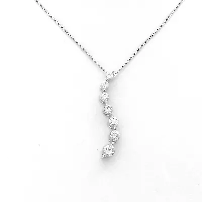 $599 • Buy Zales 14K White Gold Natural Diamond Love Is A Journey Pendant Necklace 18in