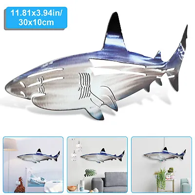 Shark Metal Wall Mounted Decor Art Ocean Fish Hanging Sculpture Home Ornament US • $9.98