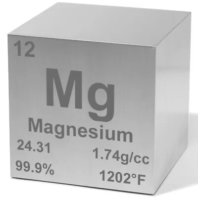 0.5  Inch Pure Magnesium Metal Density Cube Engraved Periodic Table Design • $11.99