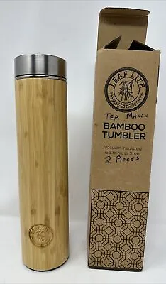 Leaf Life Premium Bamboo Tumbler 17oz Vacuum Insulated Tea Infuser & Bonus Tea • $14.95