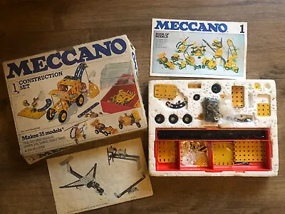 Vintage MECCANO Construction Set No 1 Boxed - Early 70's • £34.99