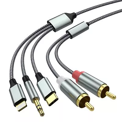 3 In 1 RCA Cable Audio AUX Adapter RCA To 3.5mm Cable USB C To 2 RCA Audio Cable • $23.99