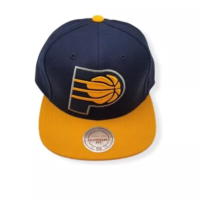 Mitchell & Ness Indiana Pacers XL Logo 2 Tone Navy/Gold Adjustable Snapback Hat • $32.99