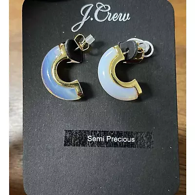 J. Crew Stone Inlay Half-hoop Earrings Ivory New With Tags Gift Holiday • $15