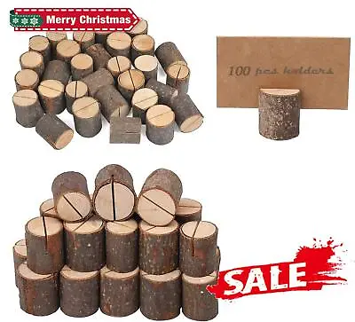 £4.99 • Buy 60/100Pcs Rustic Wooden Table Place Card Holder Number Menu Name Stand Wedding