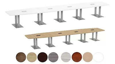 18 Ft Modern Conference Table With Metal Legs Grommets For Power Data 8 Colors • $3699