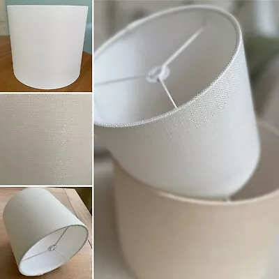 White Ivory US Washer Lamp Shade Harp Fitting Linen Look Fabric Finial USA • £31