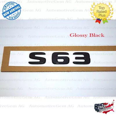 S63 AMG Emblem Glossy Black Rear Trunk Letter Logo Badge Sticker OEM Mercedes • $17.99