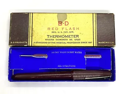 Vintage USA B-D Red Flash Medical Reflector Oral Thermometer With Box TR 102 • $135