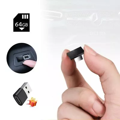 64GB Car U Disk Type-C Mini Short Flash Drive + USB To USB-C Adapter For VW • $14.99