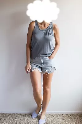 Vintage Y2K Miss Sixty Open Back Top Asymmetrical Neckline Ring Size M Tank Grey • $14.95