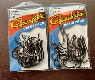 2 New 25ct Value Pks Gamakatsu 6/0 Octopus Fishing Hooks - 50 Hooks. • $18