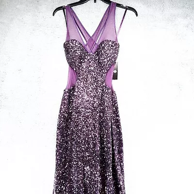 Faviana Sheer Sleeveless Sequin Gown Womens 2 Mermaid Lined Maxi Dress $300 • $145