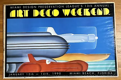 Vintage Woody Vondracek Miami Design  League's 13th Annual Art Deco 1990 Poster • $275