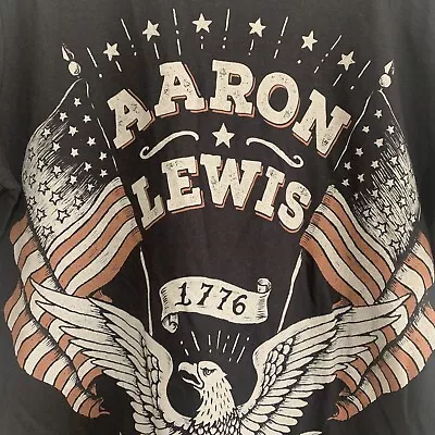 Faded Black Med Aaron Lewis Liberty Or Death Patriot Band Staind Concert Shirt • $20.77