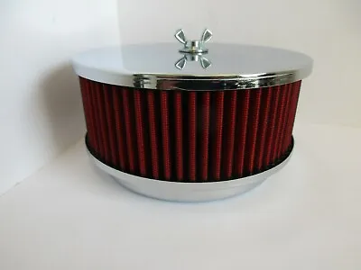 CHROME 6 3/8  FLAT TOP /  RED  ELEMENT AIR CLEANER 5 1/8  4 Bbl CARB #229RD   • $31.99