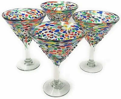 Mexican Hand Blown Glass – Set Of 4 Hand Blown Modern Margarita Glasses -... • $53.99