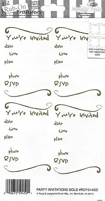 E-Z Rub-On Metallic Transfers (Party Invitations Gold) Cardmaking - ROY914GD • £2.25