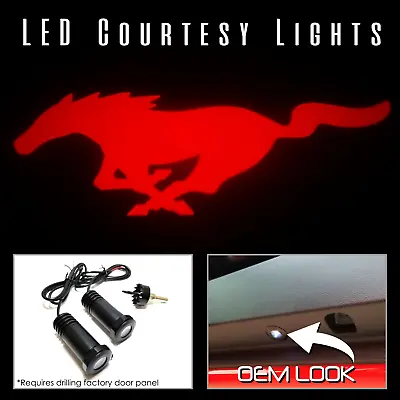 2Pc LED Courtesy Logo Door Lights Ghost Shadow Projectors Mustang 100591 Red • $30