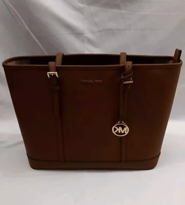 MICHAEL KORS Jet Set Travel Large Brown Saffiano Leather Shoulder Tote Bag NWT • $129.88