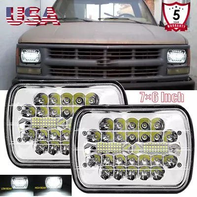 Fit Chevy C1500 C2500 C3500 Suburban Pickup Pair 7X6'' LED Headlights Hi/Lo Beam • $40.02