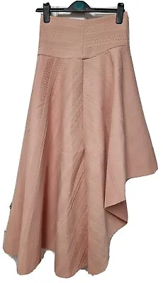 £20 • Buy Asos Pink Textured Lace Dip Hem Asymmetrical Swing Skirt Size 8