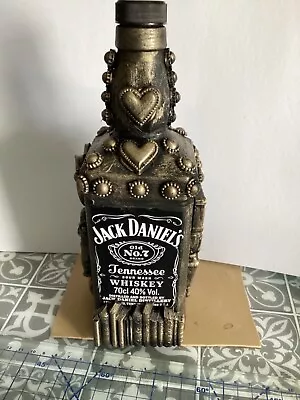 Steampunk  Decorated  Mixed Media  Jack Daniels   70clempty Bottle No 35 • $30.31