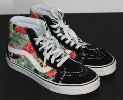 Vans Off The Wall High Top Floral Black Suede Tennis Shoes Sz 9.5 Womens • $25