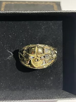 $1800 • Buy Skull Ring Mens Solid Gold And Diamond