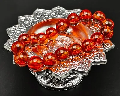 10mm Mystic Orange Naga Eye Charm Fortune Bracelet Prayer Bead Thai Amulet #3717 • $35.02