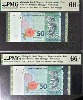 PMG 65/6 EPQ MALAYSIA Rm50 Replacement/Star ZE Consecutive 2Pcs (+1 Note) #25368 • $98