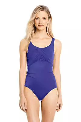 Miraclesuit PURPLE  Carmela Tummy ControlScoop Neck Swimsuit Size 12DD • $69.88