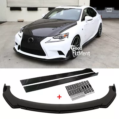 For Lexus IS250 IS350 Black Front Bumper Lip Spoiler 2m Side Skirt Splitter Kit • $144.43