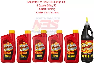 Schaeffers 20w50  V-Twin Oil Change KIT 4 Engine Oil/ 1 Primary/ 1 Transmission • $120