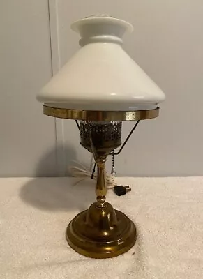 Brass Lamp With Milk Glass Shade And Chimney • $20