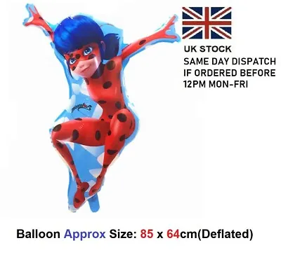 MIRACULOUS LADYBUG SUPERSHAPE 85x64CM Foil Balloon Party Supplies Decor UK • £2.99