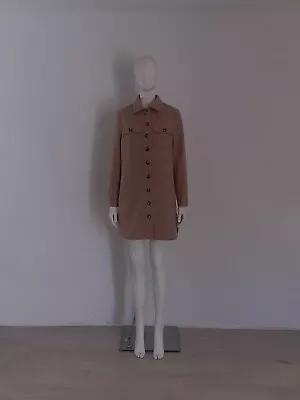 £9.99 • Buy Monsoon (M) Beige Shirt Dress Size UK 12 14 Eu 40 42 Tan Wool Blend Jacket 