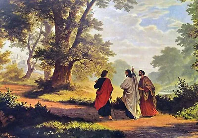 Amazing Print THE ROAD TO EMMAUS - 8  X 10  Ready To Be Framed - Vintage Style • $13.97