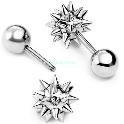 Fashion Cool Bike Stainless Steel Spike Rivet Bola Men's Women's Stud Earrings • $8.59