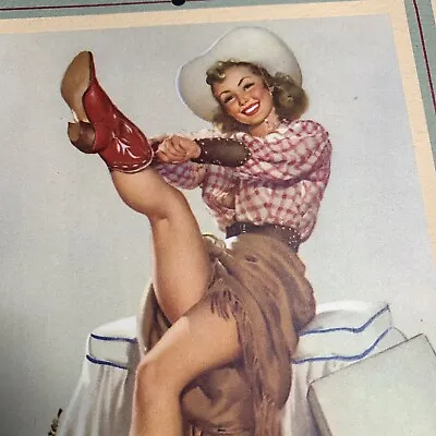 1953 Elvgren Pin Up Calendar Art Cowgirl  Girl Sample B& B St Paul Minnesota • $94.50