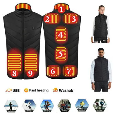 Heating Jacket Clothing Thermal Motorcycle Men Women's 9 Areas Self Heated Vest • $18.99