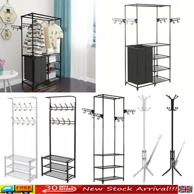 Metal Hat Coat Stand Clothes Rack Shoes Rack Storage Hooks Shelf Umbrella Hanger • £28.54