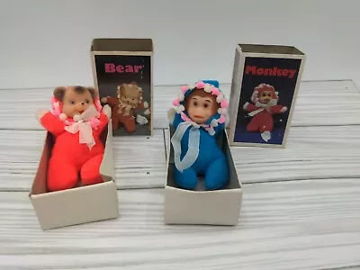 Vintage 1970's Rubber Face Match Box Dolls Baby William 3  Bean Dolls Bear • $28.99