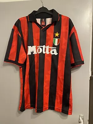 Ac Milan 1993/94 Red & Black Motta Football Shirt Retro Vintage Home Size M • £19.99