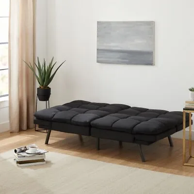 Mainstays Memory Foam Futon Black Faux Suede Fabric Sofa Bed • $275.95