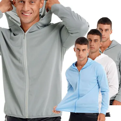 Mens UPF 50+ Sun Skin Protection T-Shirt Hoodie Long Sleeve Outdoor Fishing Top • $13.01