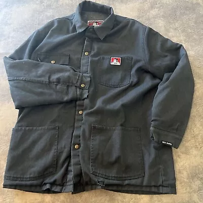 VTG Ben Davis Jacket Men's XL Gray Snap Front Chore Made In USA * SEE DAMAGE* • $69.95