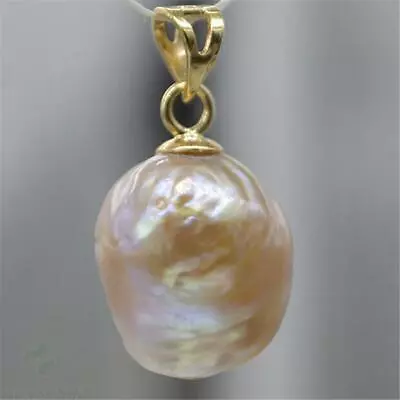 £5.63 • Buy Pink Baroque South Sea Pearl Pendant 14k Necklace Hand-made Luster Aurora Women