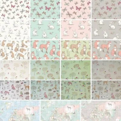 100% Cotton Fabric Lifestyle Rabbits Fox Butterflies World Map Upholstery 140cm • £1.50