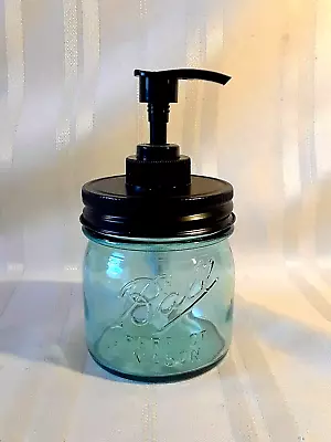 Soap & Lotion Dispenser Pump  ~ BALL BLUE Half 1/2 Pint ~ Mason Jar - Black • $15.97